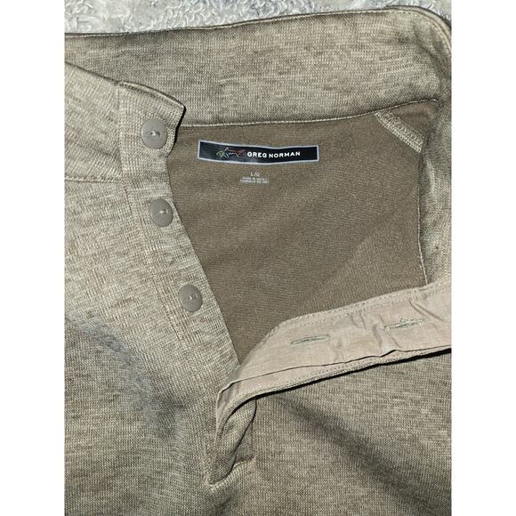 Greg Norman Pullover Shirt Beige Long Sleeve 1/4 Button Up Sz Large Men's Golf - Picture 5 of 7